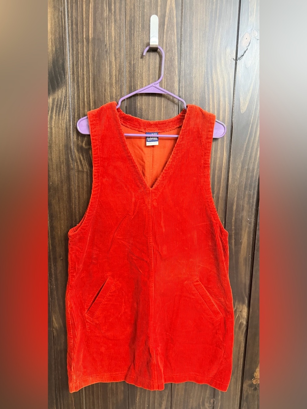 Vintage Corduroy V-Neck Jumper-Size: Large